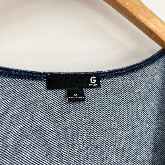 GUESS Denim Lace Up Mini Dress Blue Sleeveless Stretch Bodycon Women’s Medium - Picture 4 of 7